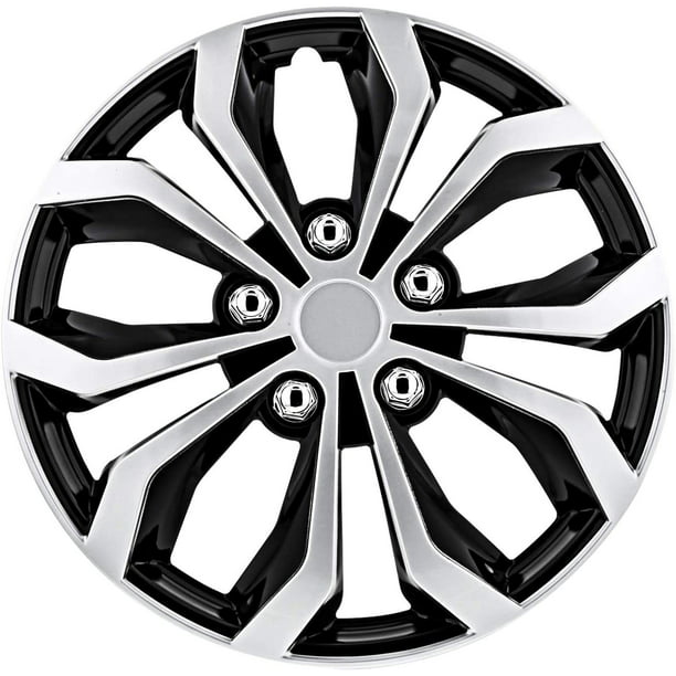 Set of 4 Jeep 16" Spyder Direct Snap/Clip-on Wheel Covers Hubcaps Silver/Black